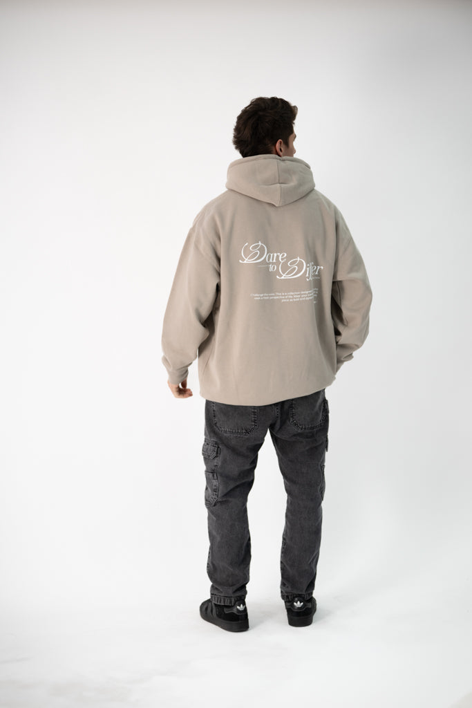 HOODIE "DARE TO DIFFER" BEIGE