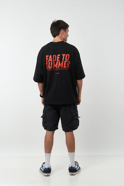 FADE TO SUMMER BOXY BLACK TEE