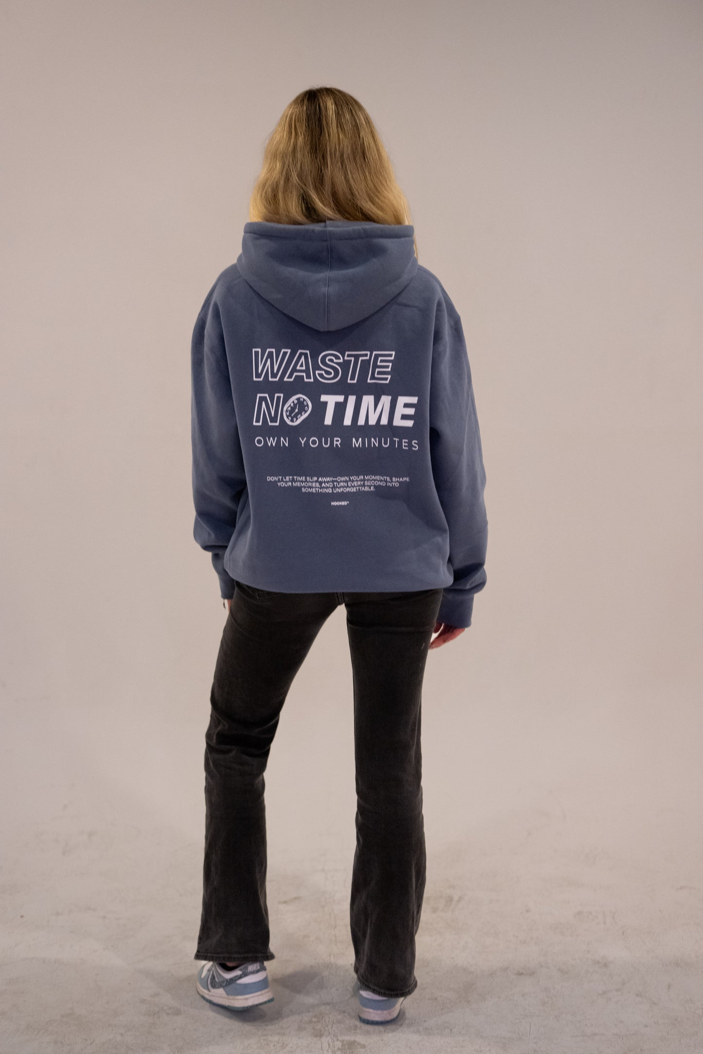 WASTE NO TIME BLUE HOODIE