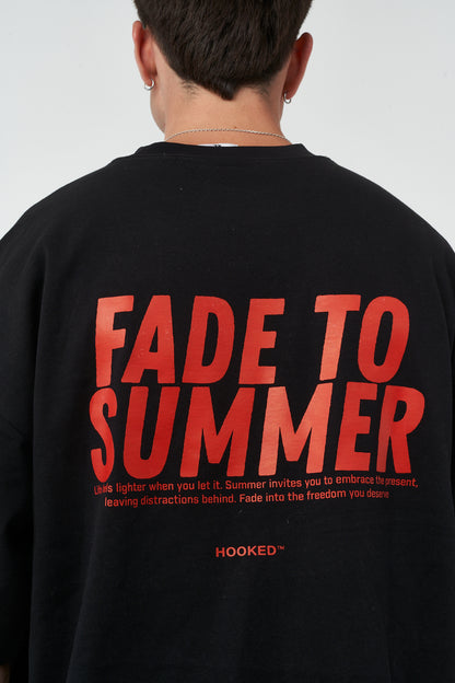 FADE TO SUMMER BOXY BLACK TEE