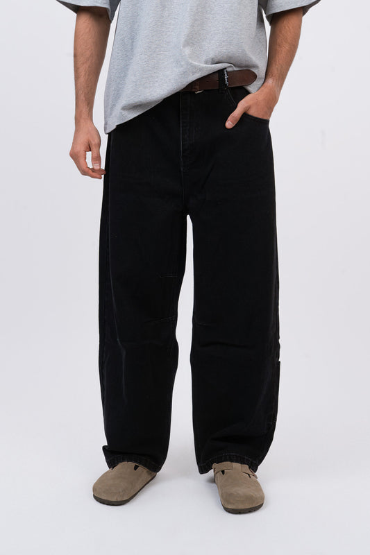 BLACK DENIM BALOON PANTS
