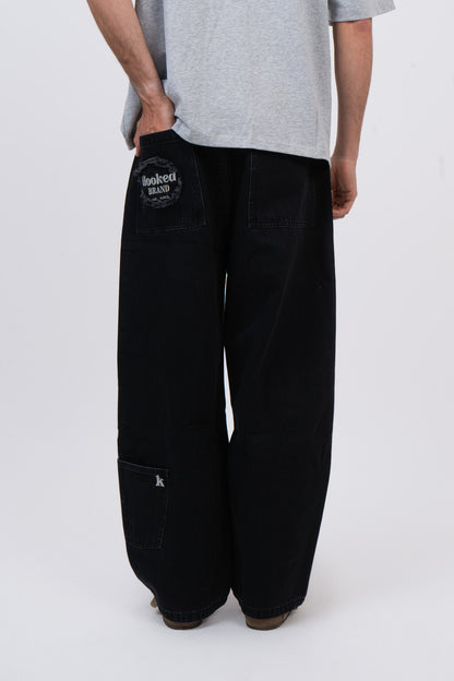 BLACK DENIM BALOON PANTS