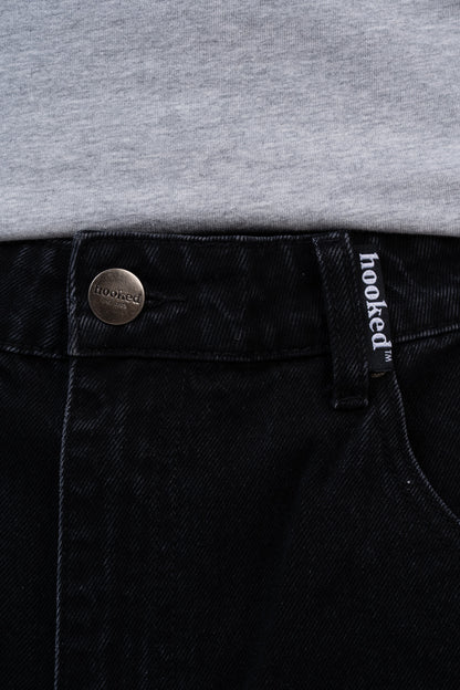 BLACK DENIM BALOON PANTS