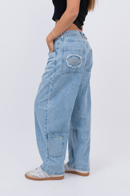 BLUE DENIM BALOON PANTS