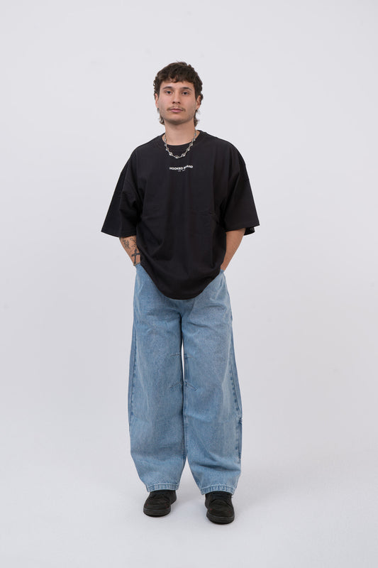 BLUE DENIM BALOON PANTS
