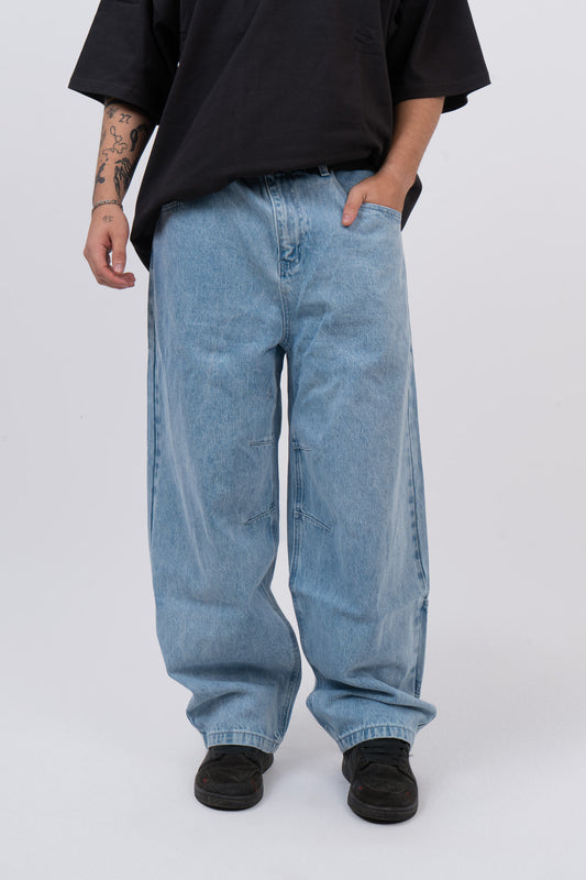 BLUE DENIM BALOON PANTS