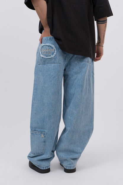 BLUE DENIM BALOON PANTS
