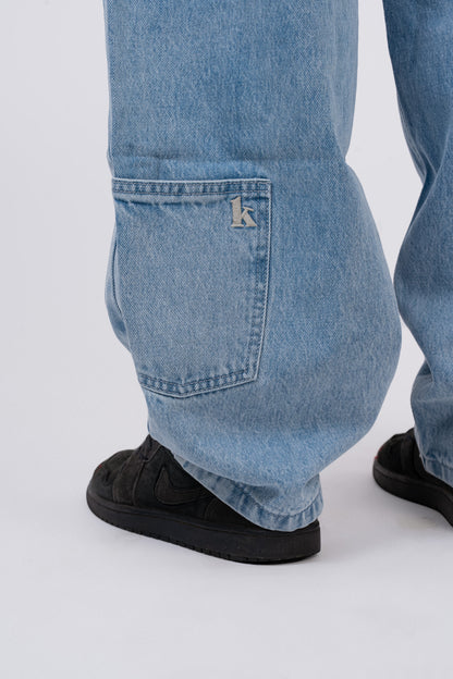 BLUE DENIM BALOON PANTS