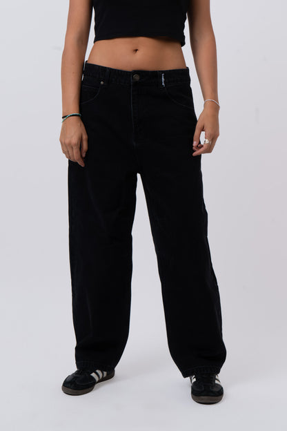BLACK DENIM BALOON PANTS